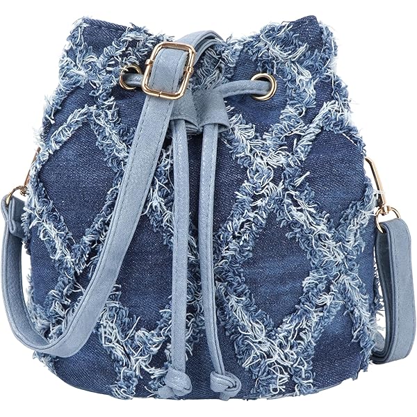 Amazon.com: BJQ Mini Denim Bag Women Bucket Bag Quilted